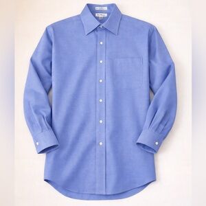 Paul Fredrick Blue Basketweave Cotton Dress Shirt Point Collar Mens 16 33